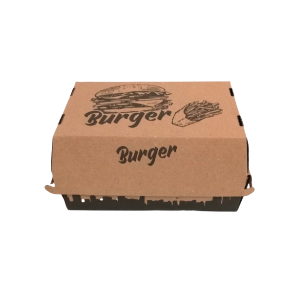 Hamburger doboz nagy, mintás, barna