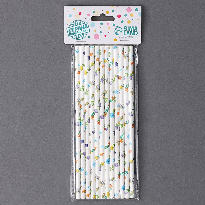 Papír szívószál virágmintás, 197 mm hosszú, környezetbarát eldobható szívószál vendéglátóhelyek számára.