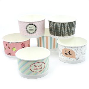 245 ml mintás papír fagyis pohár fagylalt és desszert tálalásához