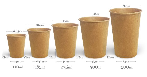 110 ml papírpohár KRAFT - barna - Image 4